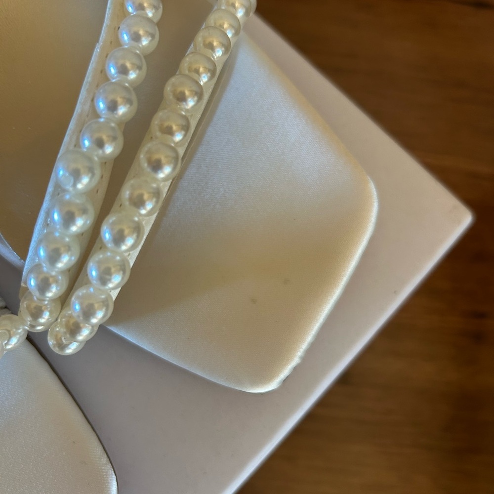 Charles David White Pearl-Adorned Heels - Picture 4 of 5